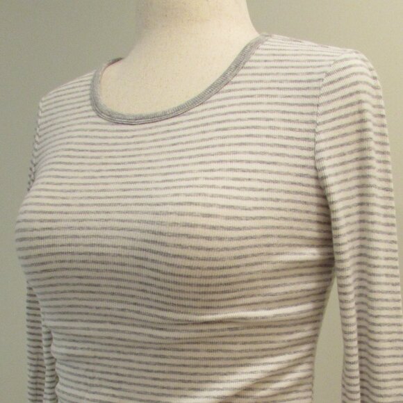 Gap Gray/White Striped Cotton StretchThermal Tee Small - Picture 6 of 16